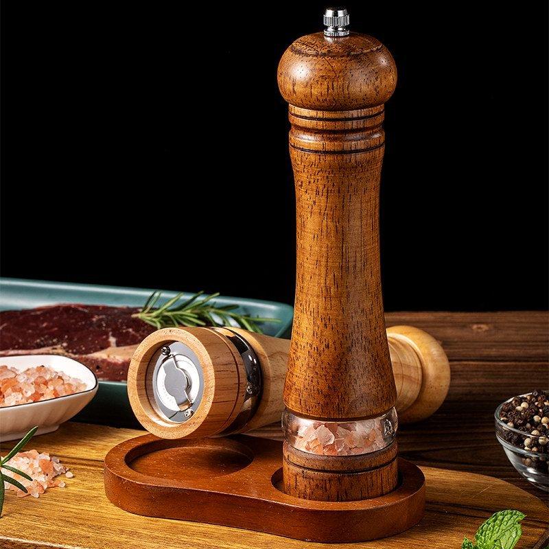 Wooden Spice Grinder Manual Sea Salt Mill Spice Crusher Reusable Spice Bottle