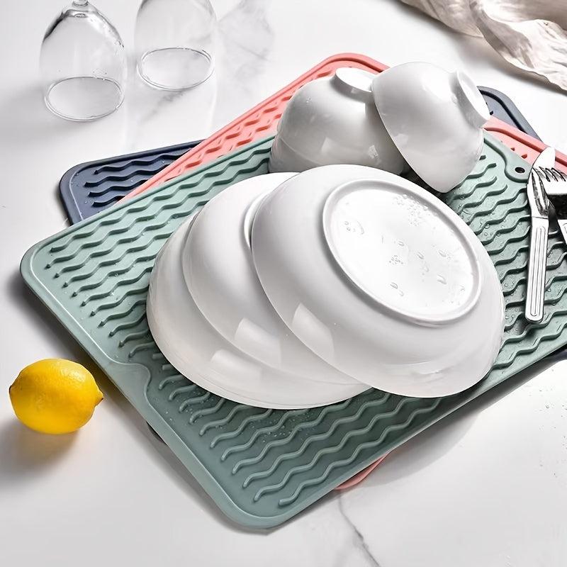 Silicone Drying Mat Dish Pad Bathroom Kitchen Drain Mat