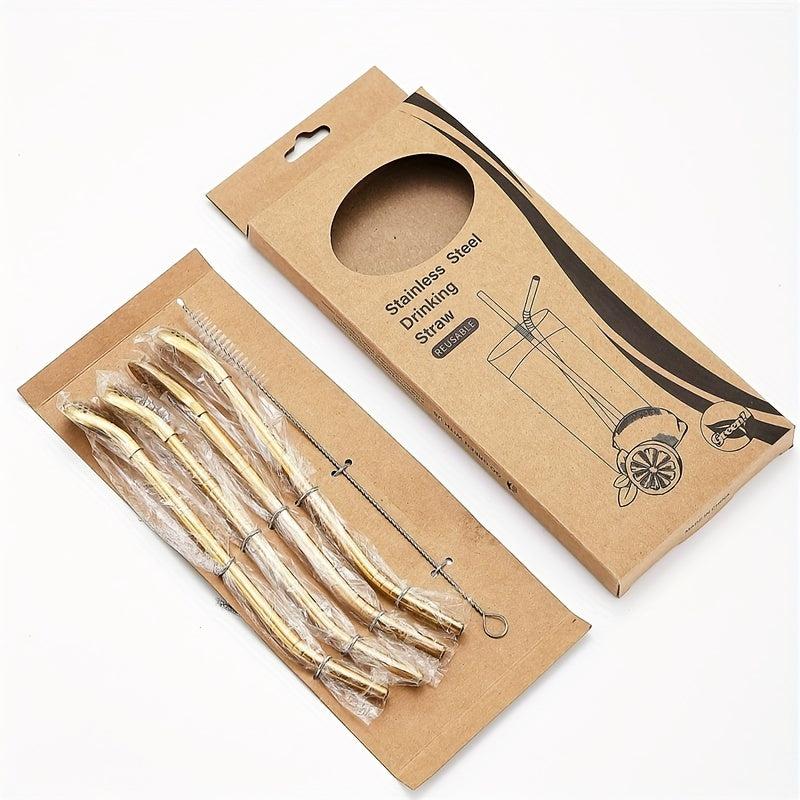 5pcs 304 Stainless Steel Straw Spoon Set, Drink Coffee Stirring Filter Spoon