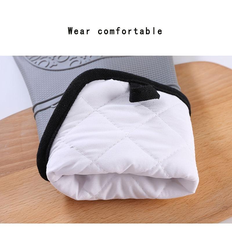 Silicone Oven Gloves with Quilted Lining - 1 Pair