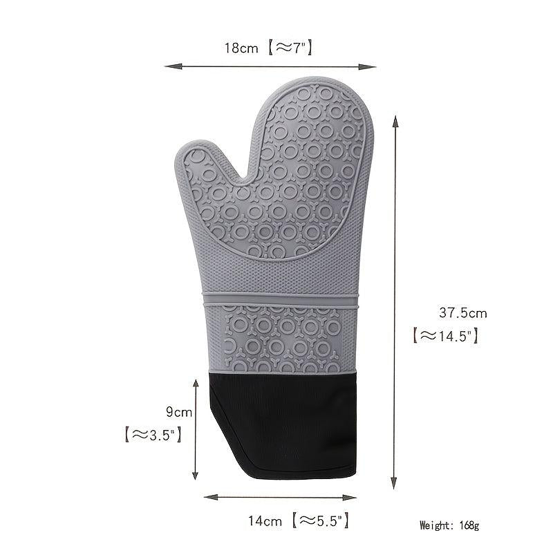 Silicone Oven Gloves with Quilted Lining - 1 Pair