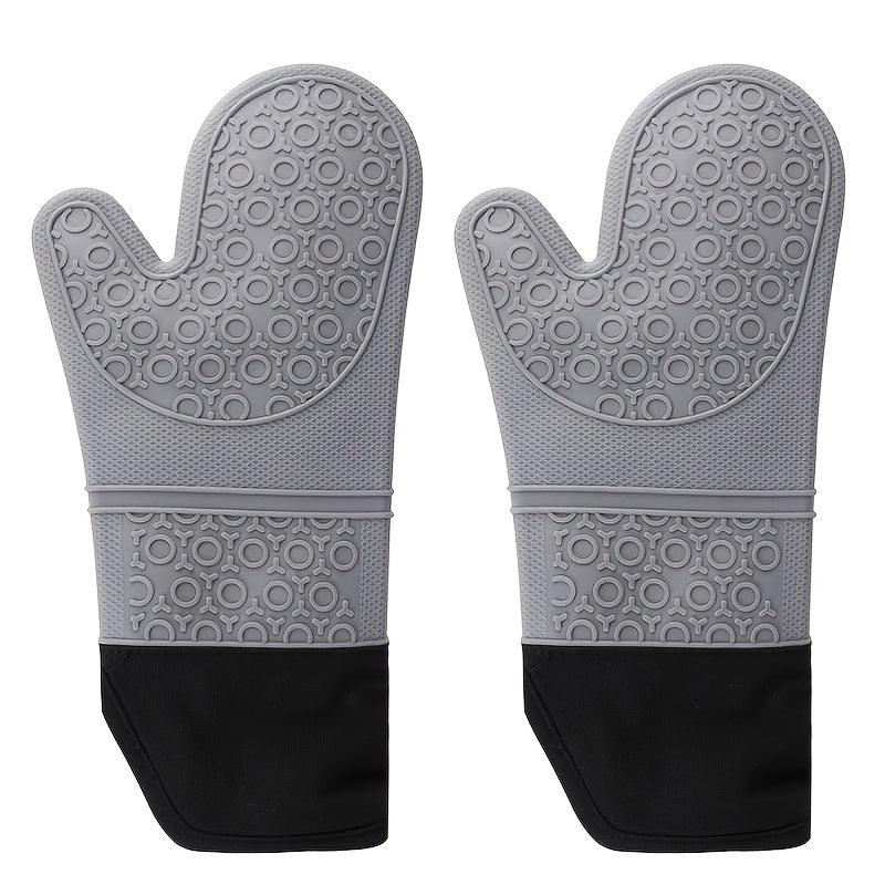 Silicone Oven Gloves with Quilted Lining - 1 Pair