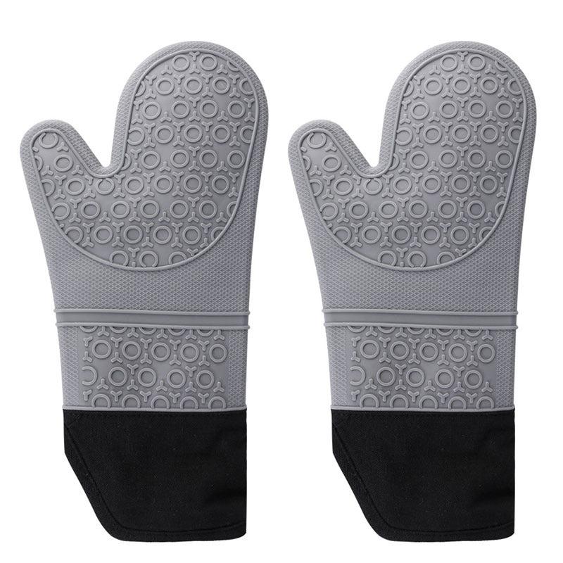 Silicone Oven Gloves with Quilted Lining - 1 Pair