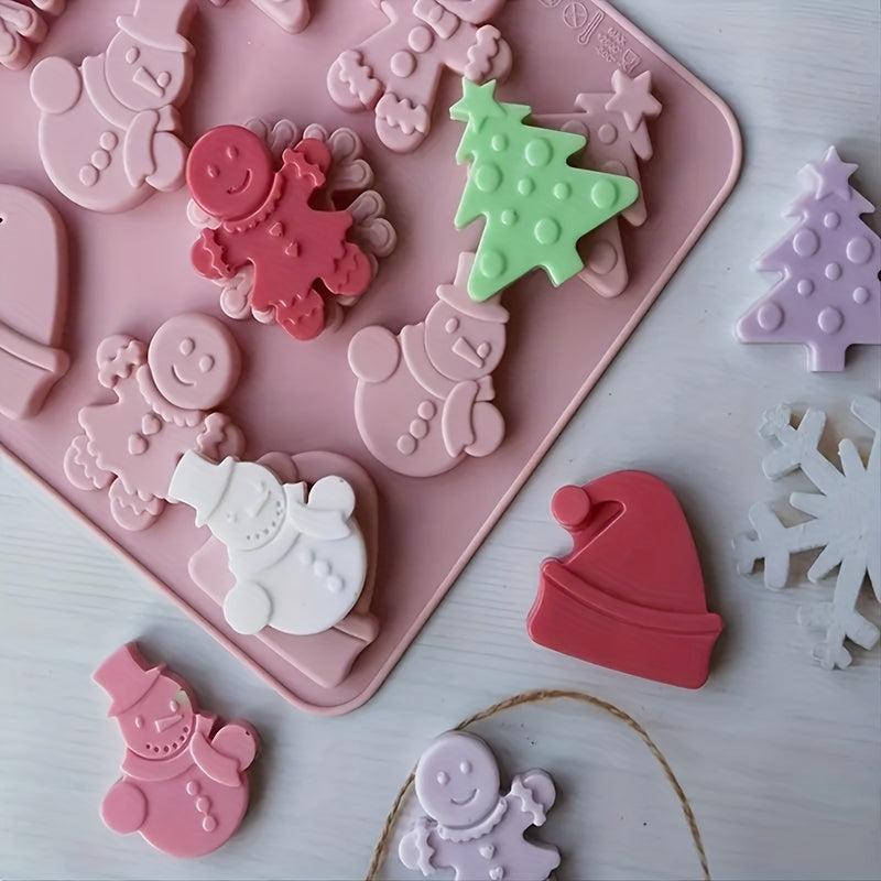 Christmas Silicone Baking Mold - Tree, Snowman, Snowflake Shapes