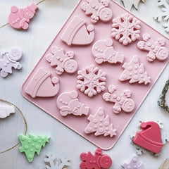 Christmas Silicone Baking Mold - Tree, Snowman, Snowflake Shapes