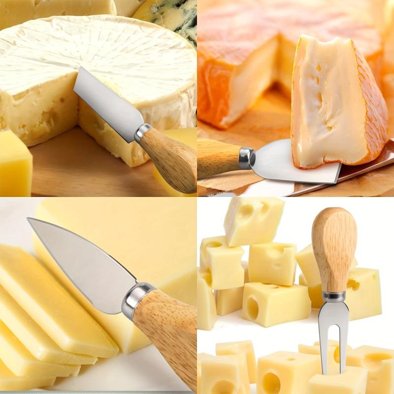 4pcs Stainless Steel Cheese Set Cheese Slicer Cutter Forks Kitchen Supplies