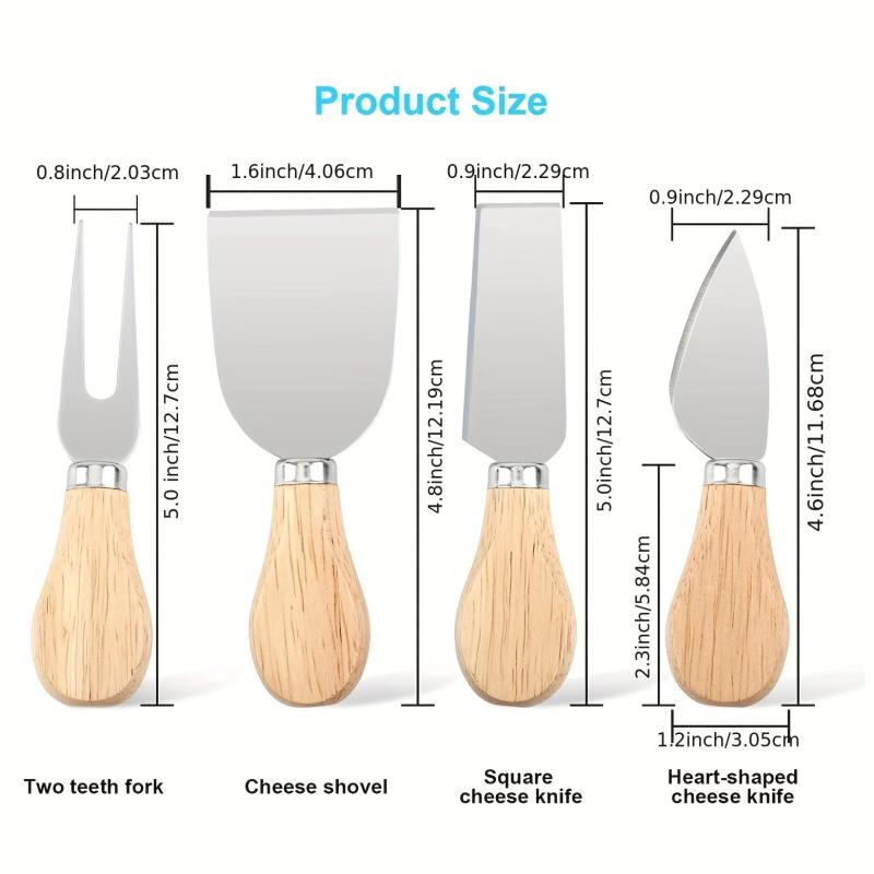 4pcs Stainless Steel Cheese Set Cheese Slicer Cutter Forks Kitchen Supplies