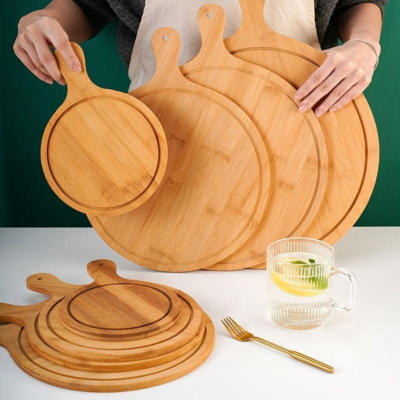 Japanese Style Bread & Pizza Plate Set Bamboo Tray Kitchen Utensils