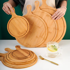 Japanese Style Bread & Pizza Plate Set Bamboo Tray Kitchen Utensils