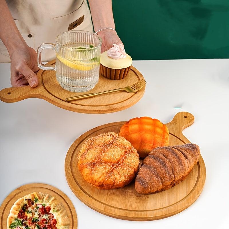Japanese Style Bread & Pizza Plate Set Bamboo Tray Kitchen Utensils
