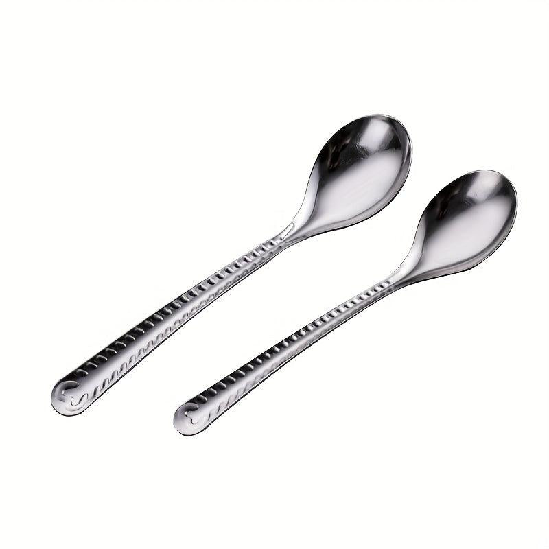 2pcs Long Handle Stainless Steel Kitchen Spoon Set