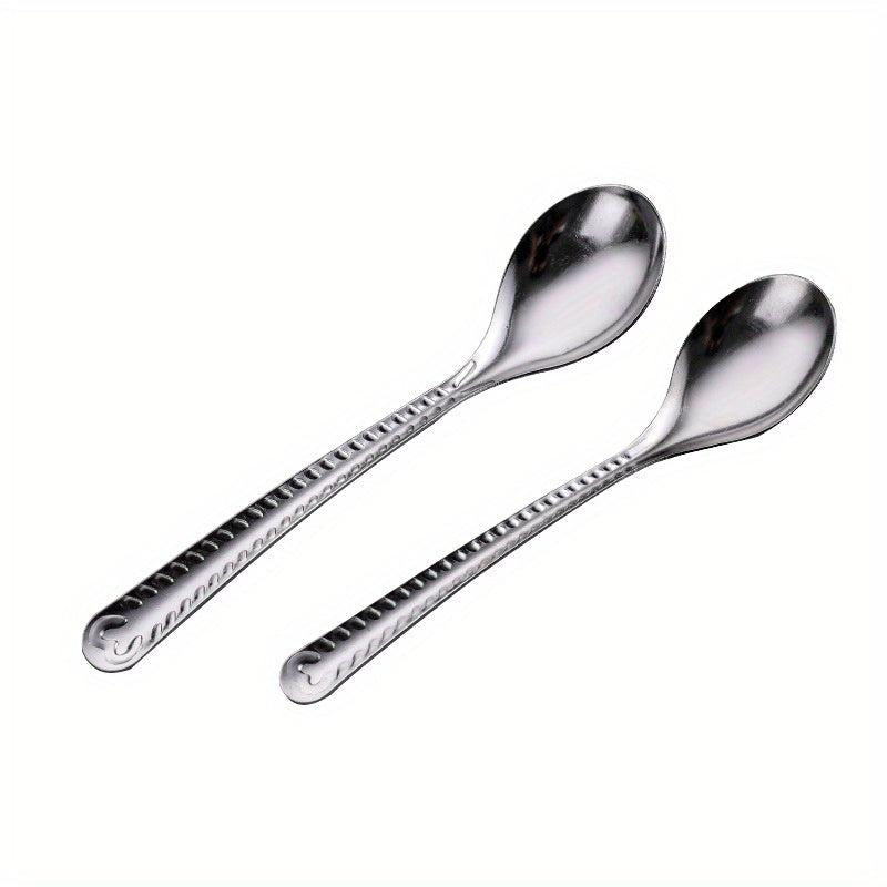2pcs Long Handle Stainless Steel Kitchen Spoon Set
