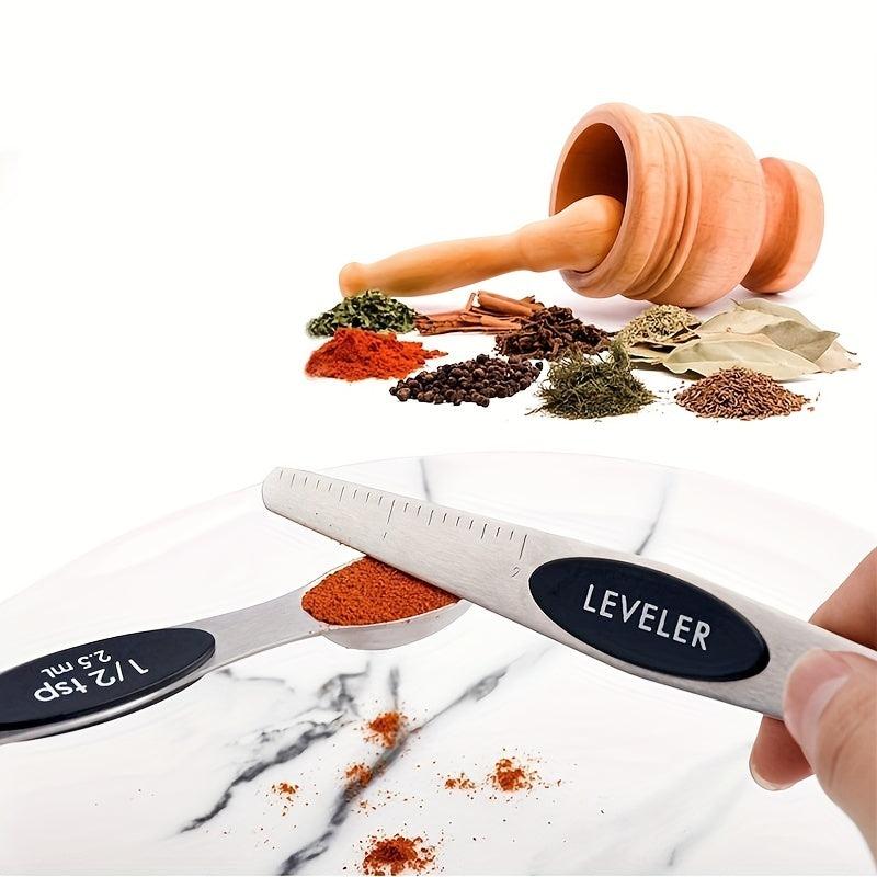 8pcs Stainless Steel Magnetic Double Head Measuring Spoon Set