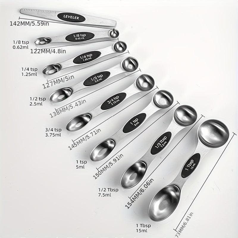8pcs Stainless Steel Magnetic Double Head Measuring Spoon Set