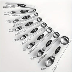 8pcs Stainless Steel Magnetic Double Head Measuring Spoon Set