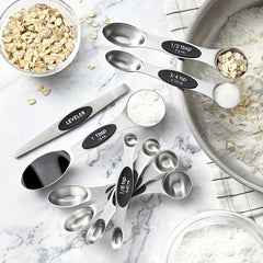 8pcs Stainless Steel Magnetic Double Head Measuring Spoon Set