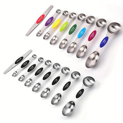 8pcs Stainless Steel Magnetic Double Head Measuring Spoon Set
