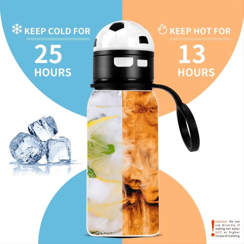 Soccer Pattern Insulated Water Bottle with Straw Lid