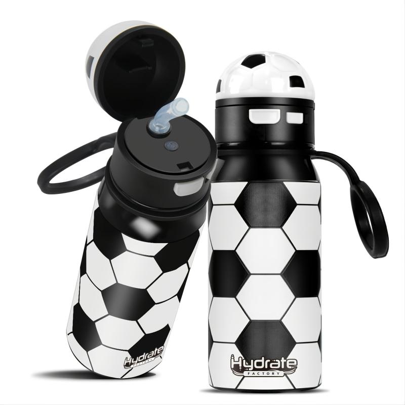 Soccer Pattern Insulated Water Bottle with Straw Lid