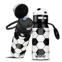 Soccer Pattern Insulated Water Bottle with Straw Lid