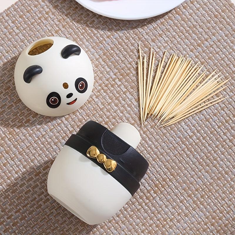 Panda Toothpick Holder Automatic Pop-Up Lid Home Hotel Restaurant Commercial
