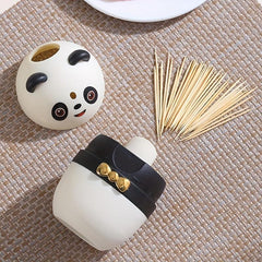 Panda Toothpick Holder Automatic Pop-Up Lid Home Hotel Restaurant Commercial