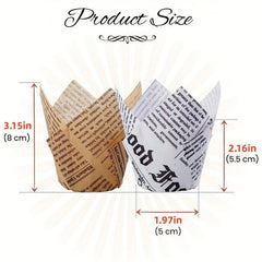 200pcs Newspaper Pattern Tulip Muffin Cups for Parties