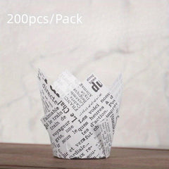 200pcs Newspaper Pattern Tulip Muffin Cups for Parties