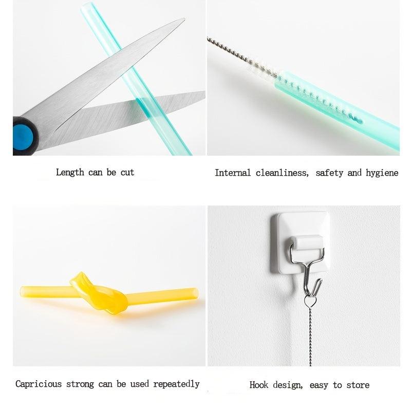 6pcs Reusable Silicone Straws 9.25 x 0.32 Multicolor