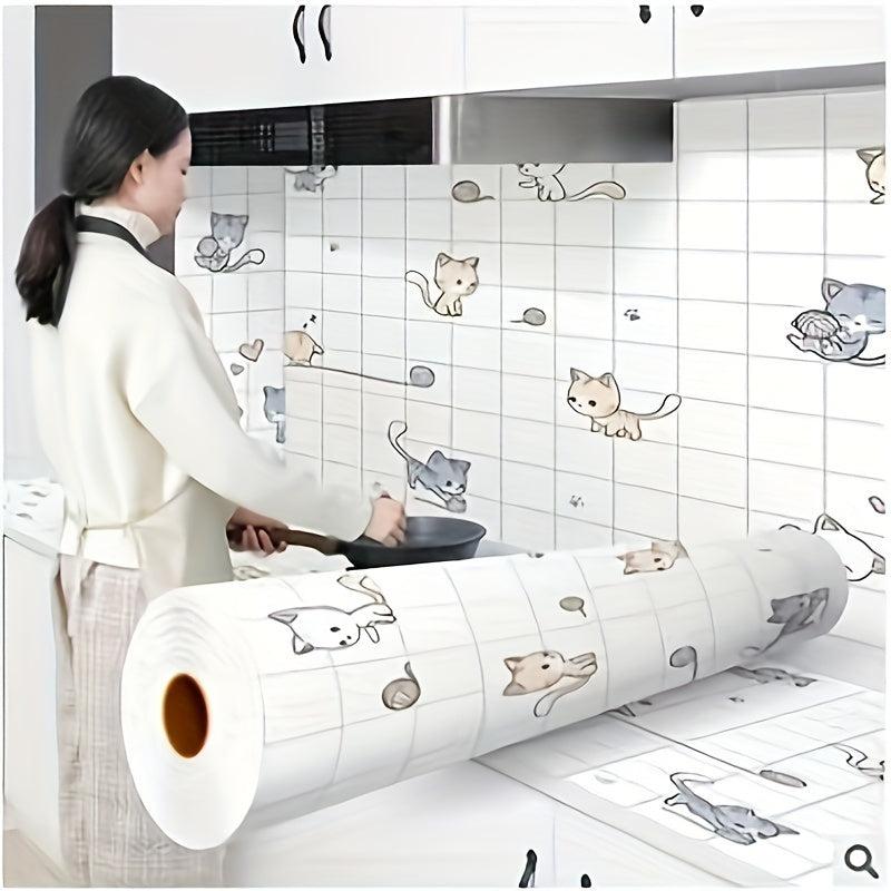Cartoon Cat Wallpaper Self Adhesive for Kitchen Countertop Furniture