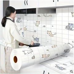 Cartoon Cat Wallpaper Self Adhesive for Kitchen Countertop Furniture