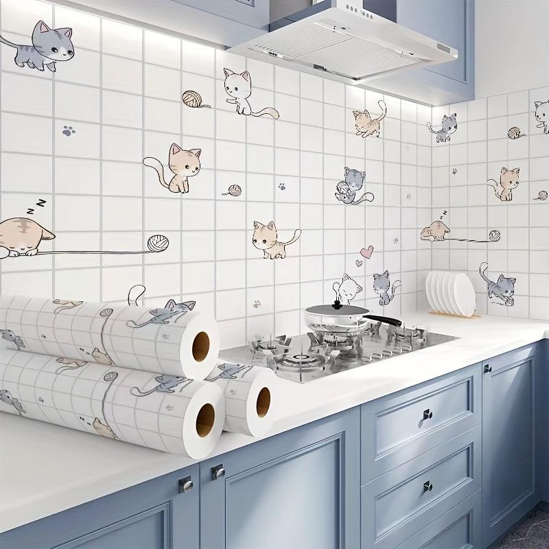 Cartoon Cat Wallpaper Self Adhesive for Kitchen Countertop Furniture