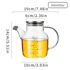 600ml Glass Cooking Bottle with Measurement Large Olive Dispenser