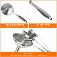 3pcs Stainless Steel Funnels Set with Cleaning Brush