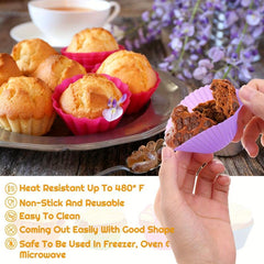24pcs Silicone Muffin Cups Reusable Cupcake Liners Muffin Molds