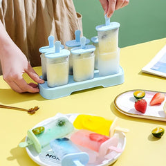 6 Hole Ice Popsicle Mold Rectangle Shape Plastic DIY Ice Cream Kit