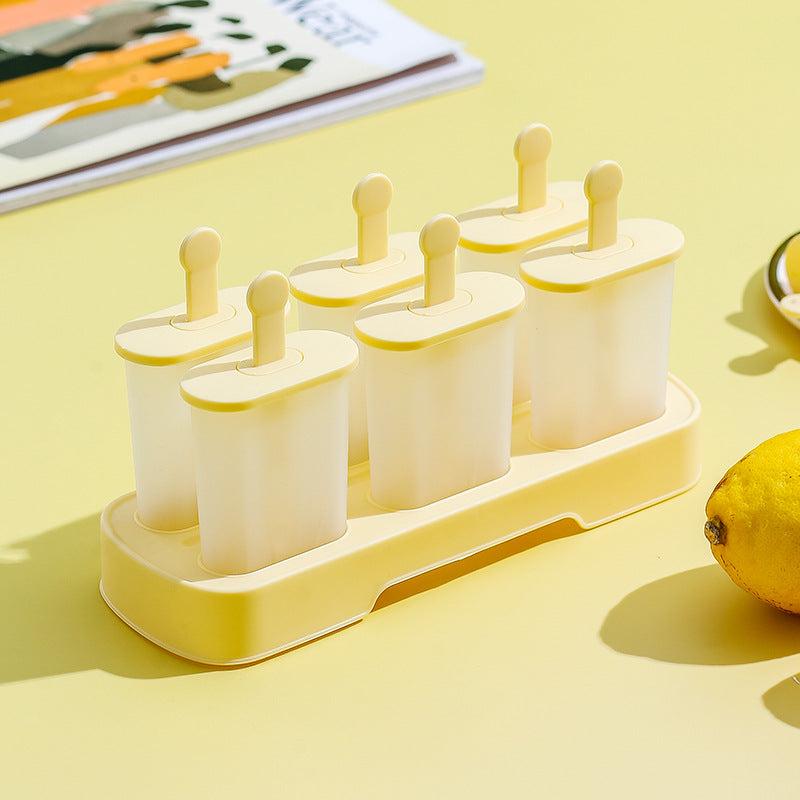 6 Hole Ice Popsicle Mold Rectangle Shape Plastic DIY Ice Cream Kit
