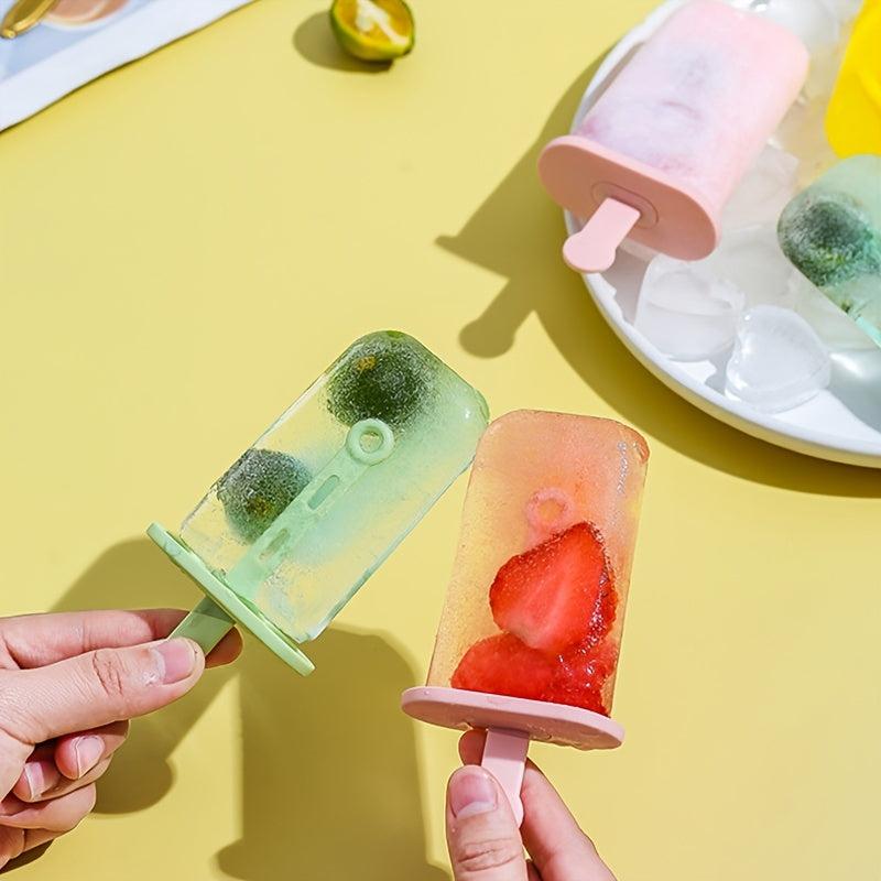 6 Hole Ice Popsicle Mold Rectangle Shape Plastic DIY Ice Cream Kit
