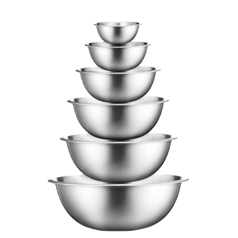 6pcs Stainless Steel Mixing Bowls Unbreakable Ramen Bowls Salad Egg Flour Mixing