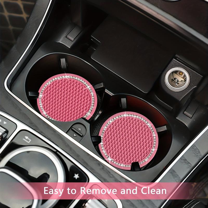 2pcs Bling Car Cup Coasters Silicone Crystal Rhinestone Drink Cup