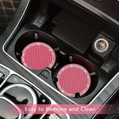 2pcs Bling Car Cup Coasters Silicone Crystal Rhinestone Drink Cup