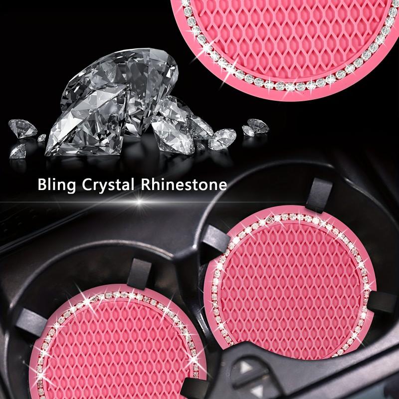 2pcs Bling Car Cup Coasters Silicone Crystal Rhinestone Drink Cup