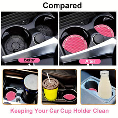 2pcs Bling Car Cup Coasters Silicone Crystal Rhinestone Drink Cup