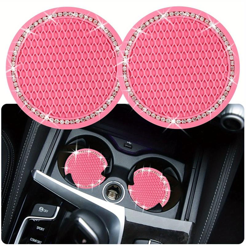 2pcs Bling Car Cup Coasters Silicone Crystal Rhinestone Drink Cup
