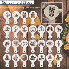 25pcs Coffee Stencil Latte Stencils Barista Template