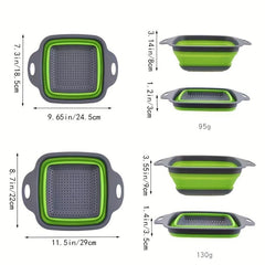 2pcs Silicone Colander Foldable Vegetable Washing Basket