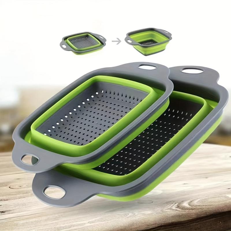 2pcs Silicone Colander Foldable Vegetable Washing Basket