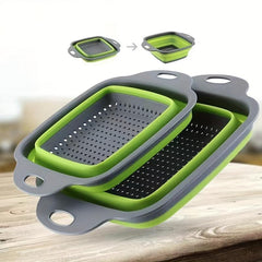 2pcs Silicone Colander Foldable Vegetable Washing Basket