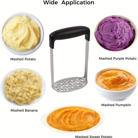 Stainless Steel Potato Masher Non Slip Handle Kitchen Vegetable Fruit Ricer