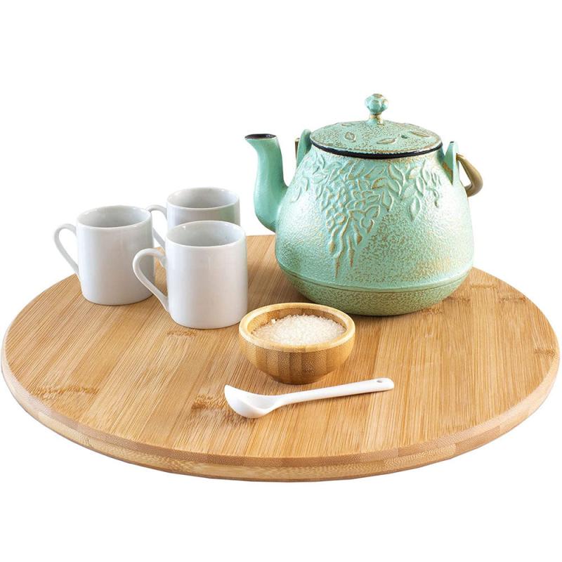 Bamboo Lazy Susan Turntable Organizer for Kitchen Table Pantry Cabinet